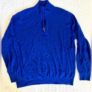 Biltmore Mens XL Blue cashmere  Quarter 1/4 Zip Pullover Sweater